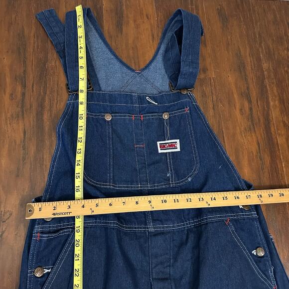 Vintage BIG MAC Square Bak Bib Overalls Blue USA Dungaree Carpenter - Picture 14 of 16